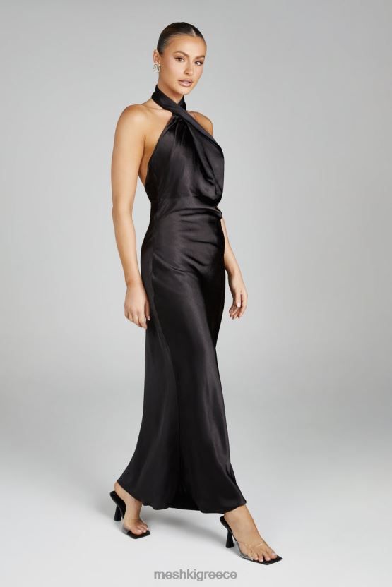 Meshki Laura Halter Satin Gown Black Clothing JJN40N121