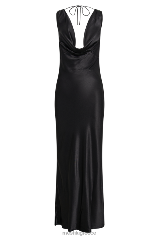 Meshki Angelique Satin Cowl Back Maxi Dress Black Clothing JJN40N92