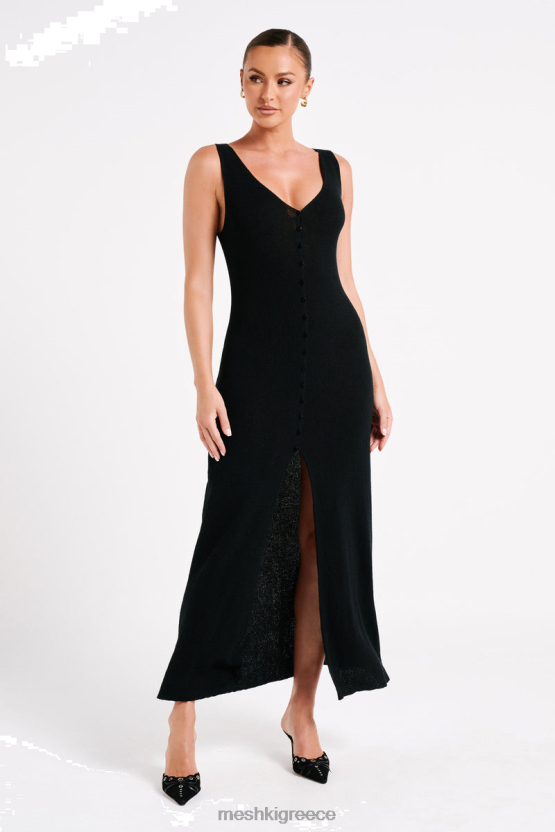 Meshki Antonia Buttoned Knit Maxi Dress Black Clothing JJN40N20 - Κάντε κλικ στην εικόνα για κλείσιμο