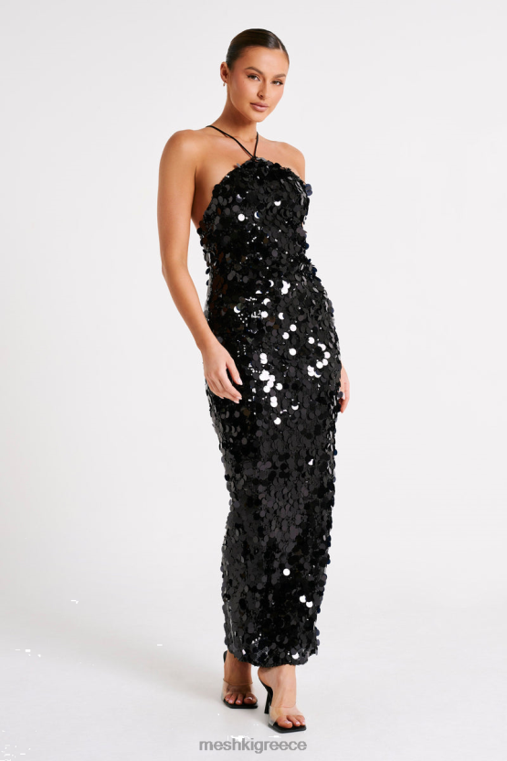 Meshki April Sequin Halter Maxi Dress Black Clothing JJN40N84 - Κάντε κλικ στην εικόνα για κλείσιμο