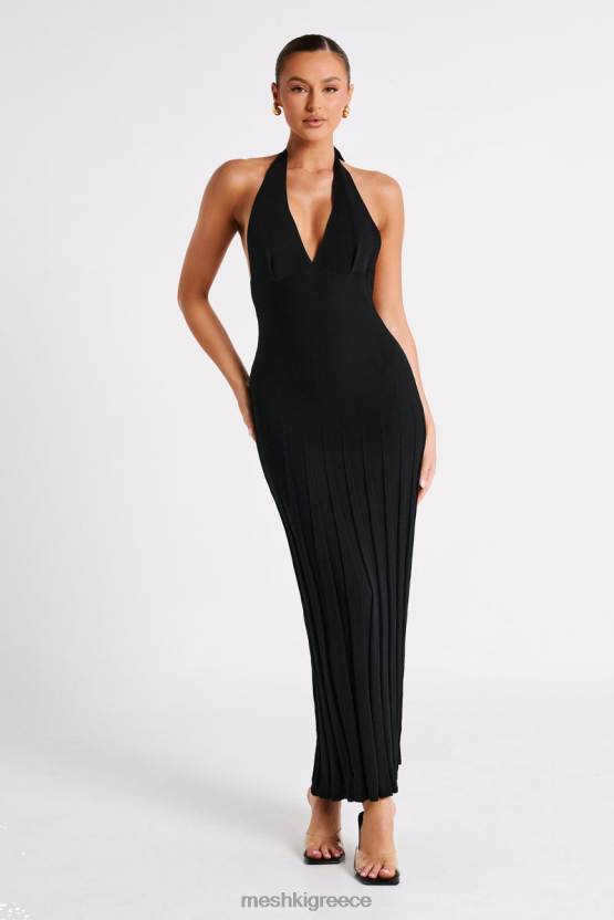 Meshki Caity Ribbed Halter Maxi Dress Black Clothing JJN40N71 - Κάντε κλικ στην εικόνα για κλείσιμο