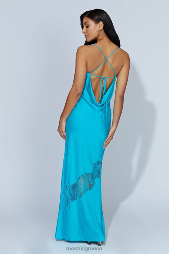 Meshki Chandra Lace Detail Satin Maxi Dress Aquamarine Clothing JJN40N117