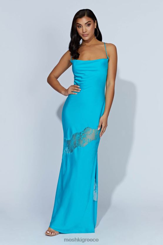 Meshki Chandra Lace Detail Satin Maxi Dress Aquamarine Clothing JJN40N117