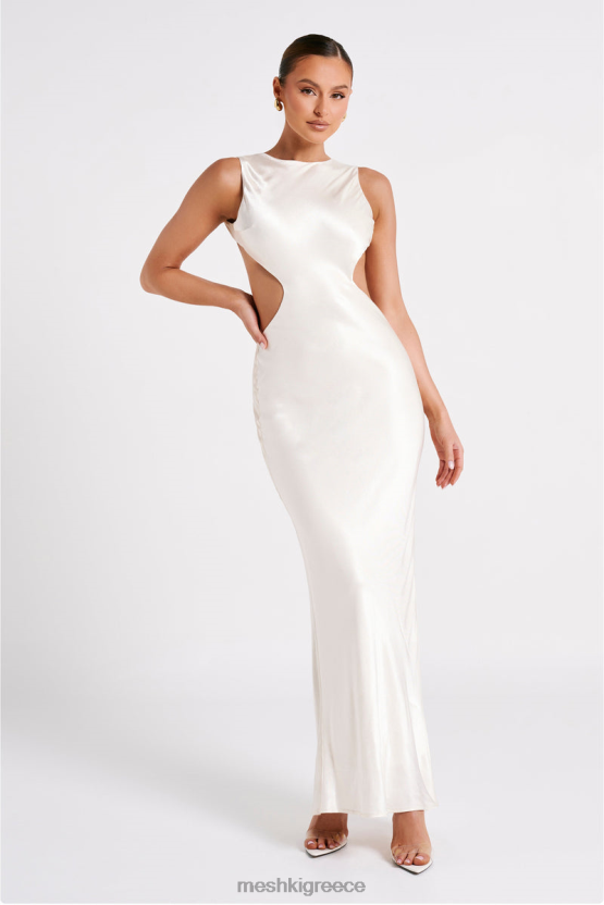 Meshki Electra Satin Cut Out Maxi Dress Ivory Clothing JJN40N59 - Κάντε κλικ στην εικόνα για κλείσιμο