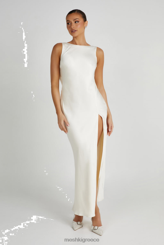 Meshki Gemima Satin Maxi Dress With Split Ivory Clothing JJN40N15 - Κάντε κλικ στην εικόνα για κλείσιμο