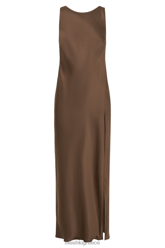 Meshki Gemima Satin Maxi Dress With Split Mocha Clothing JJN40N2