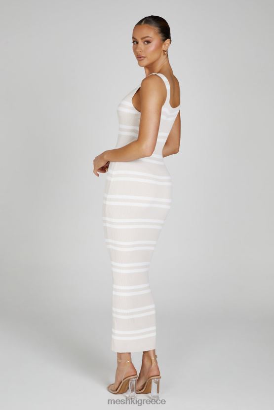 Meshki Henrietta Stripe Knit Maxi Dress Nude/White Clothing JJN40N100