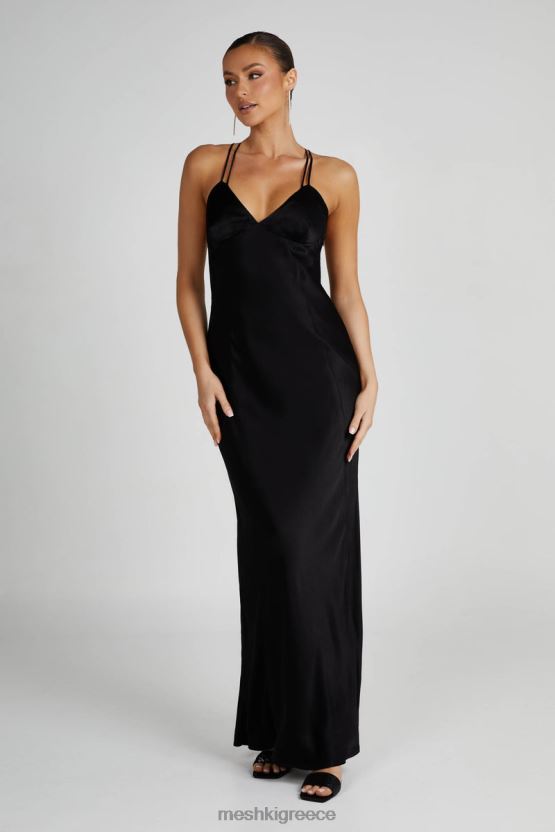 Meshki Makari Satin Maxi Dress Black Clothing JJN40N134