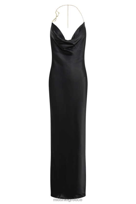 Meshki Melissa Satin Cowl Front Maxi Dress Black Clothing JJN40N95