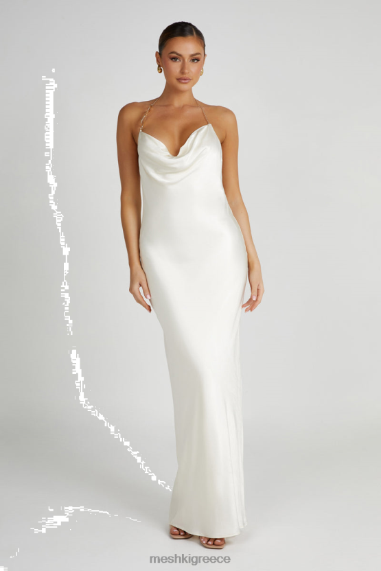 Meshki Melissa Satin Cowl Front Maxi Dress Ivory Clothing JJN40N107 - Κάντε κλικ στην εικόνα για κλείσιμο