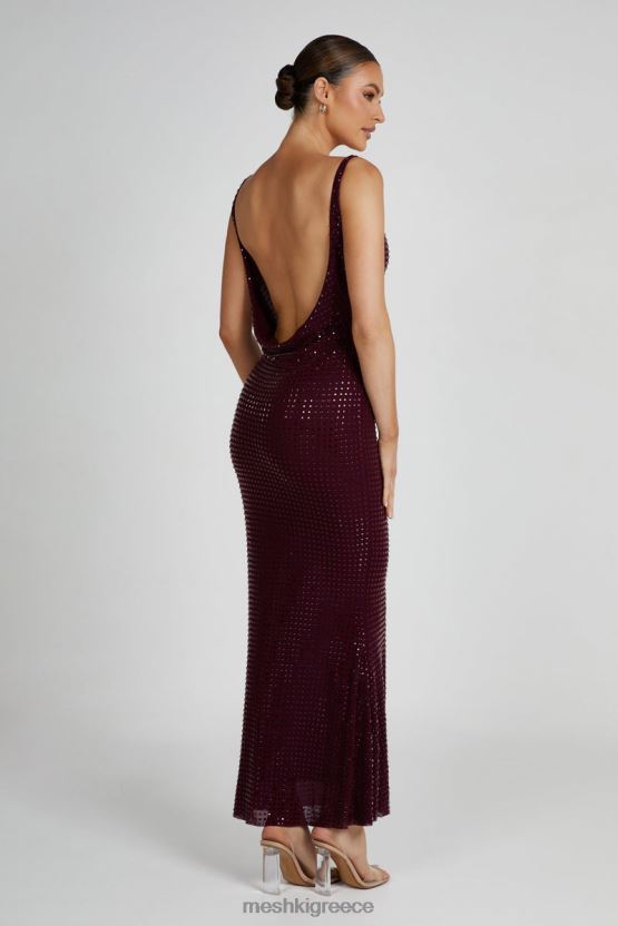 Meshki Pam Square Diamante Maxi Dress Berry Clothing JJN40N128 - Κάντε κλικ στην εικόνα για κλείσιμο