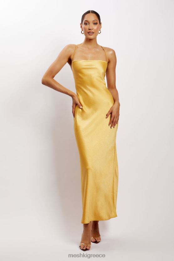 Meshki Sydney Straight Neck Slip Maxi Dress Yellow Clothing JJN40N118