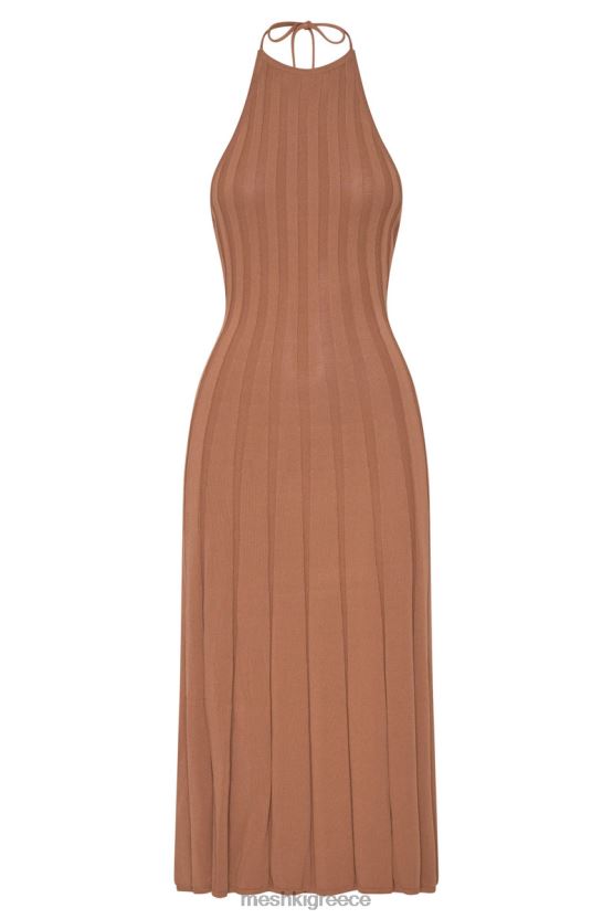 Meshki Adrienne Halter Neck Midi Dress Tan Clothing JJN40N114