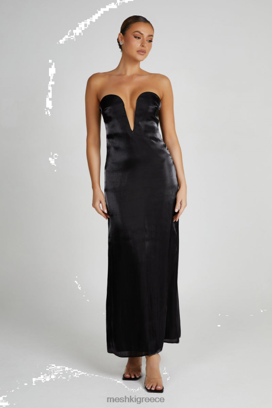 Meshki Chantelle Liquid Satin Midi Dress Black Clothing JJN40N126 - Κάντε κλικ στην εικόνα για κλείσιμο