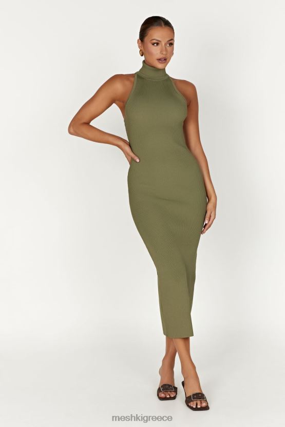 Meshki Connie Turtleneck Knit Midi Dress Olive Clothing JJN40N63 - Κάντε κλικ στην εικόνα για κλείσιμο