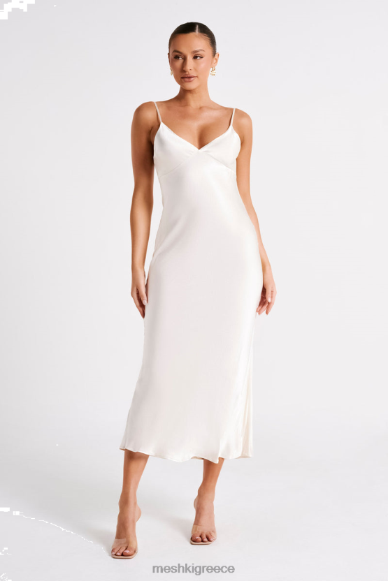 Meshki Kiko Satin Chiffon Midi Dress Ivory Clothing JJN40N43 - Κάντε κλικ στην εικόνα για κλείσιμο