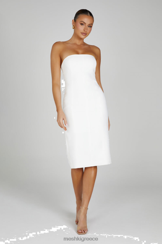 Meshki Marianne Strapless Crepe Midi Dress White Clothing JJN40N144 - Κάντε κλικ στην εικόνα για κλείσιμο