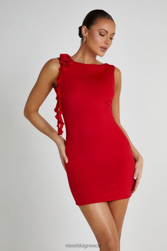 Meshki Bronte Backless Rose Mini Dress Red Clothing JJN40N138 - Κάντε κλικ στην εικόνα για κλείσιμο