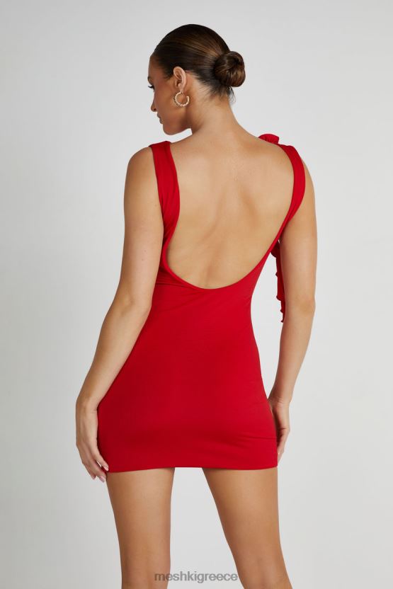 Meshki Bronte Backless Rose Mini Dress Red Clothing JJN40N138