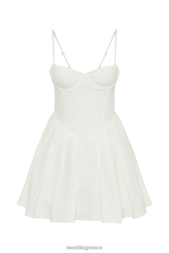 Meshki Dorinda Pleated Linen Mini Dress White Clothing JJN40N4