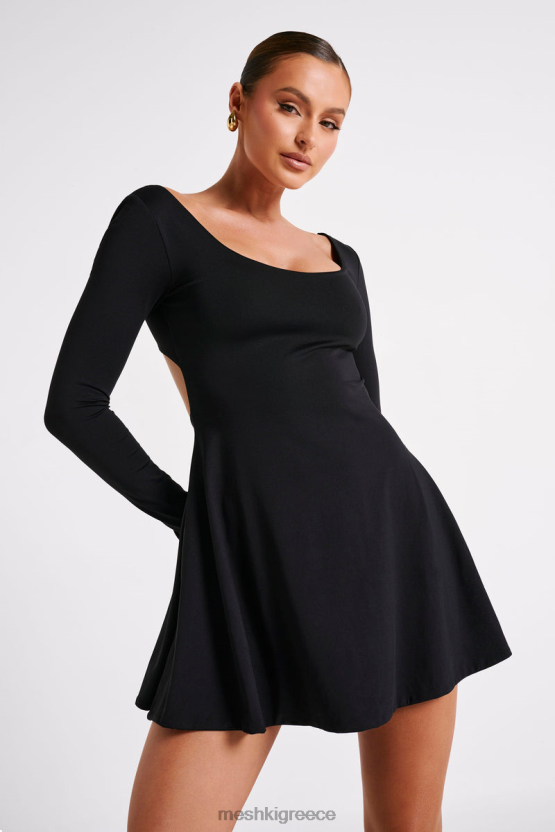 Meshki Renee Recycled Nylon Long Sleeve Mini Dress Black Clothing JJN40N78 - Κάντε κλικ στην εικόνα για κλείσιμο