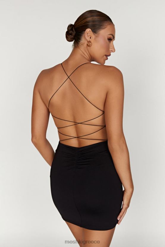 Meshki Sabine Recycled Nylon Mini Backless Dress Black Clothing JJN40N147 - Κάντε κλικ στην εικόνα για κλείσιμο