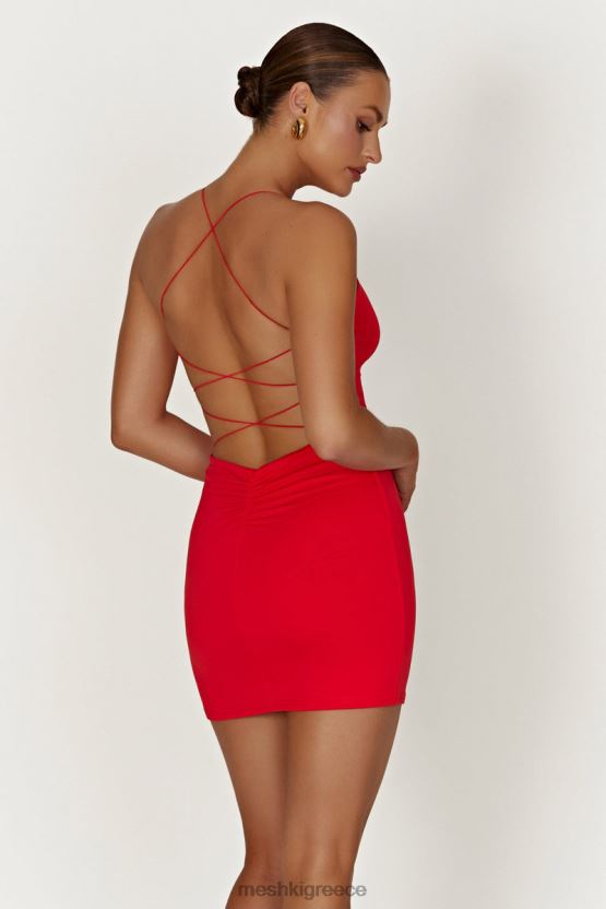 Meshki Sabine Recycled Nylon Mini Backless Dress Red Clothing JJN40N148 - Κάντε κλικ στην εικόνα για κλείσιμο