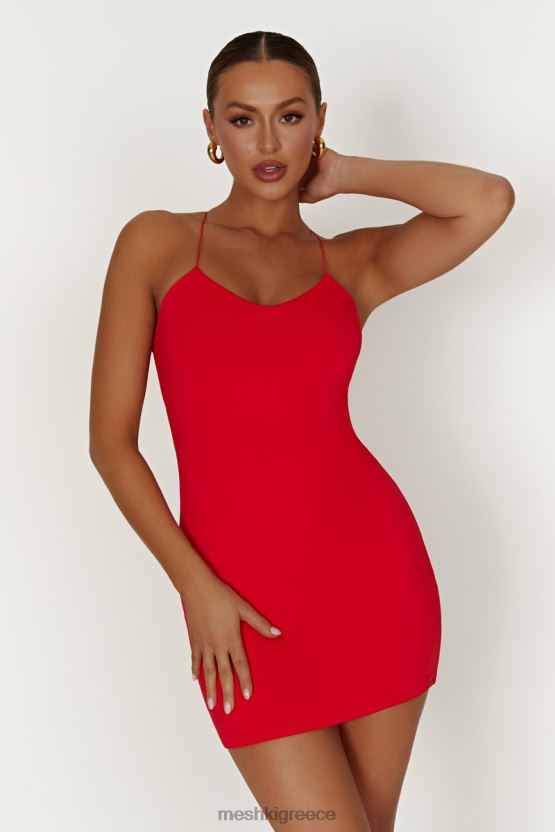 Meshki Sabine Recycled Nylon Mini Backless Dress Red Clothing JJN40N148