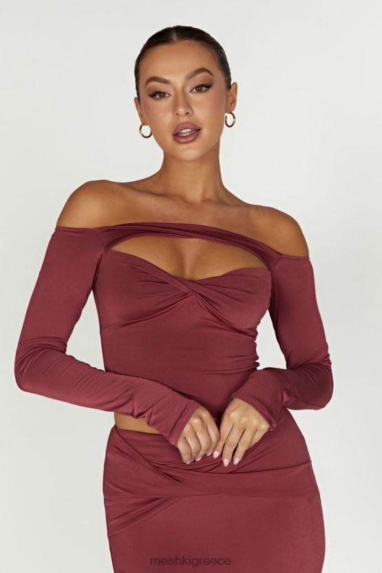 Meshki μακρυμάνικο μπλουζάκι ceri off shoulder κρασί είδη ένδυσης JJN40N871 - Κάντε κλικ στην εικόνα για κλείσιμο