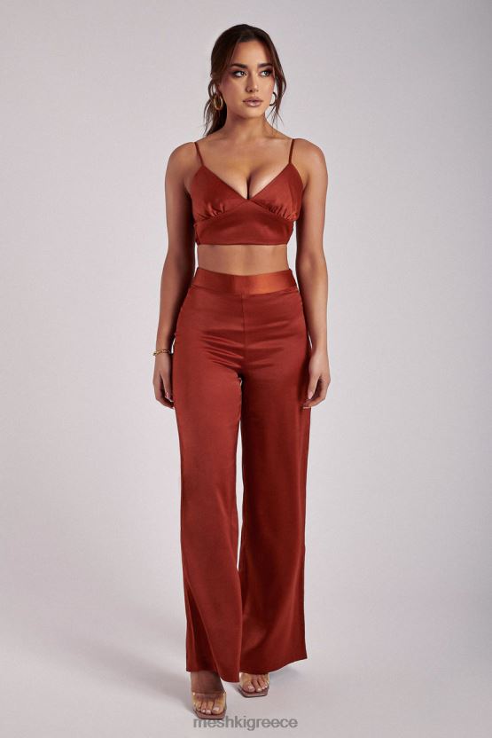 Meshki ashley satin crop top χαλκός είδη ένδυσης JJN40N1204