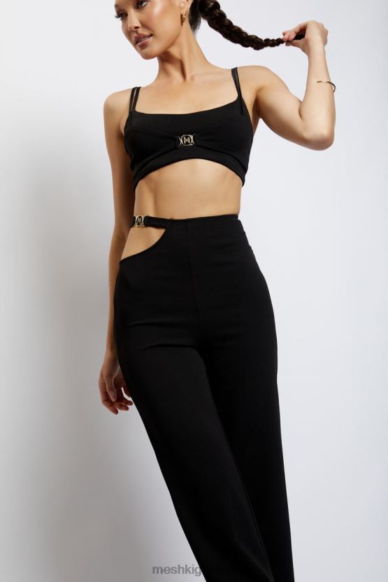 Meshki blythe διπλό λουράκι crop top μαύρος είδη ένδυσης JJN40N1130