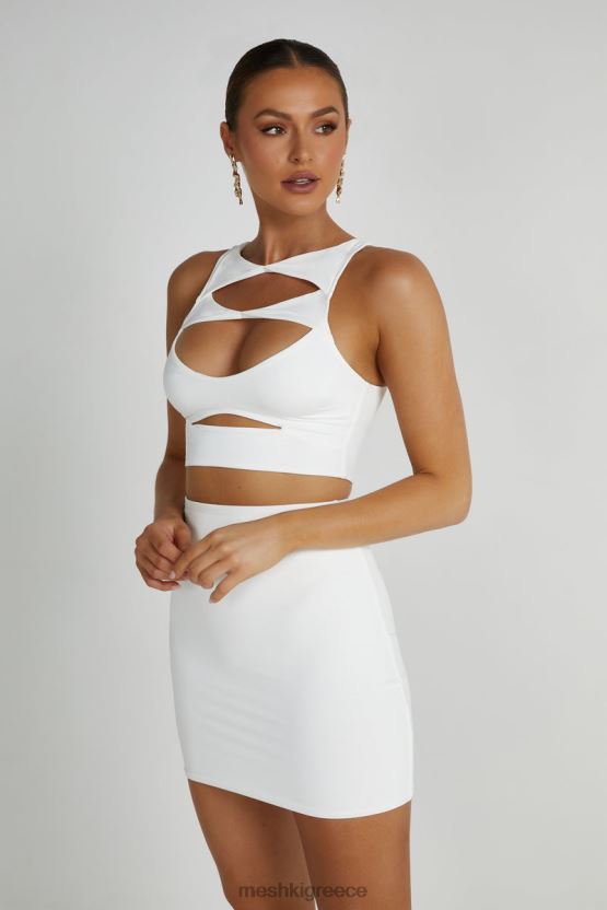 Meshki chloe cut out crop top άσπρο είδη ένδυσης JJN40N792