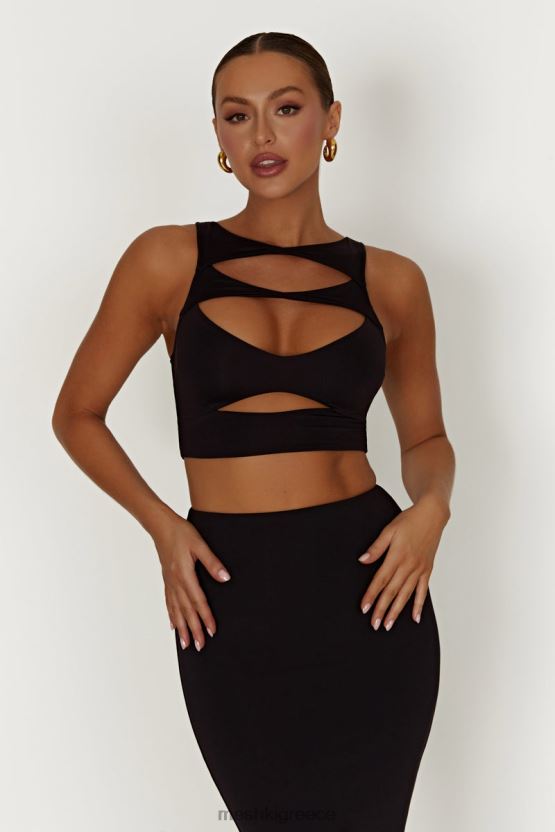 Meshki chloe cut out crop top μαύρος είδη ένδυσης JJN40N855