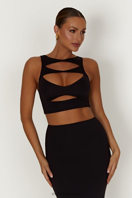 Meshki chloe cut out crop top μαύρος είδη ένδυσης JJN40N855