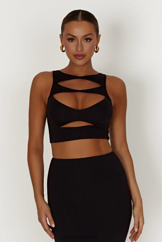 Meshki chloe cut out crop top μαύρος είδη ένδυσης JJN40N855