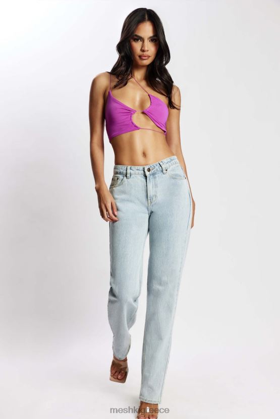 Meshki crop top με κομμένο ροζ της Μοντάνα βιολέτα είδη ένδυσης JJN40N1149