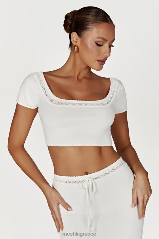 Meshki πλεκτό crop top penelope pointelle άσπρο είδη ένδυσης JJN40N904 - Κάντε κλικ στην εικόνα για κλείσιμο