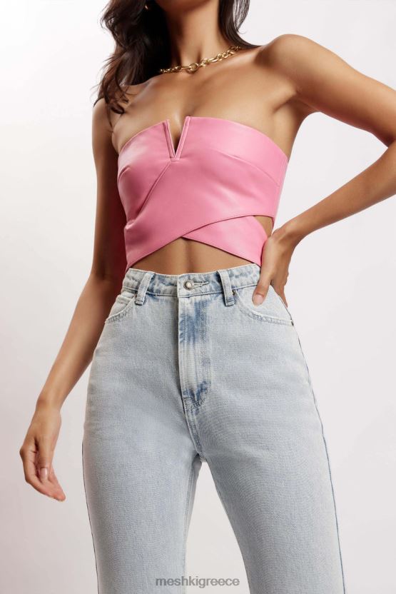 Meshki crop top από ψεύτικο δέρμα perrie ροζ είδη ένδυσης JJN40N1171 - Κάντε κλικ στην εικόνα για κλείσιμο