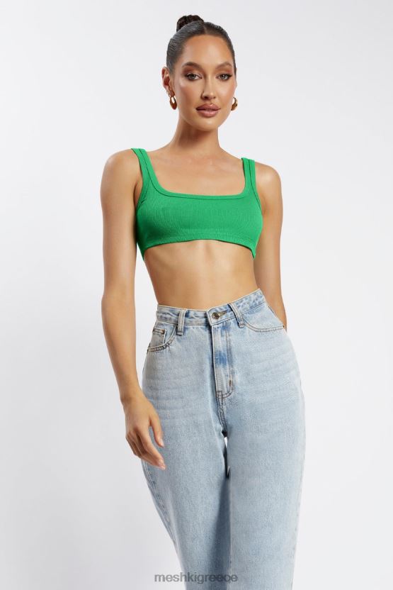 Meshki jackie scoop λαιμόκοψη crop top ανοιχτό πράσινο είδη ένδυσης JJN40N1157