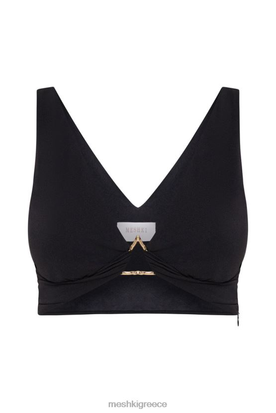 Meshki jacqui triangle hardware crop top μαύρος είδη ένδυσης JJN40N1136