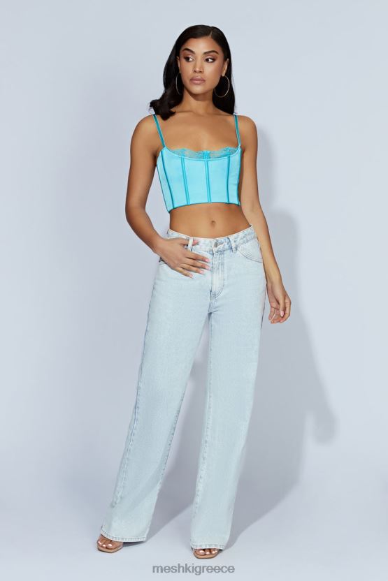 Meshki lake lace cami crop top ακουαμαρίνης είδη ένδυσης JJN40N1048