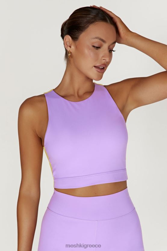 Meshki lori δίχρωμη ρόπαλα crop top λιλά/κίτρινο είδη ένδυσης JJN40N1075