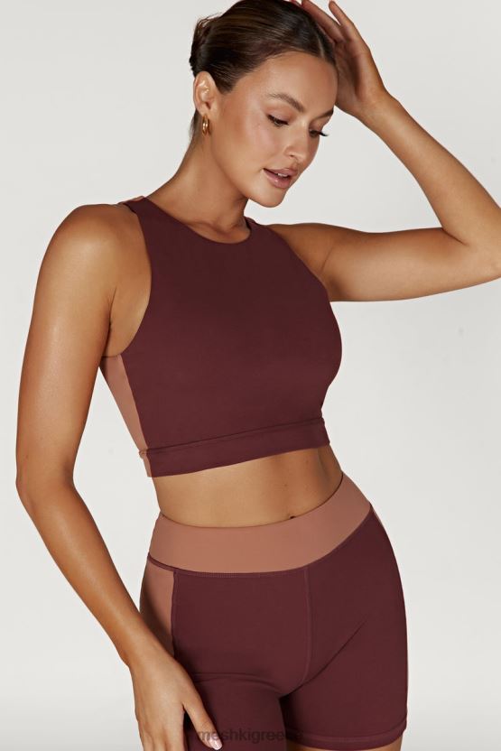 Meshki lori δίχρωμη ρόπαλα crop top μαόνι / μαύρισμα είδη ένδυσης JJN40N1094