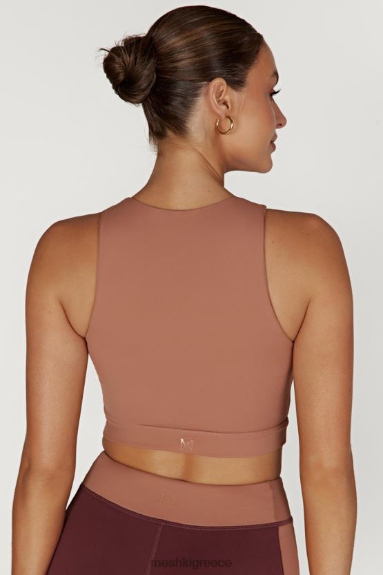 Meshki lori δίχρωμη ρόπαλα crop top μαόνι / μαύρισμα είδη ένδυσης JJN40N1094