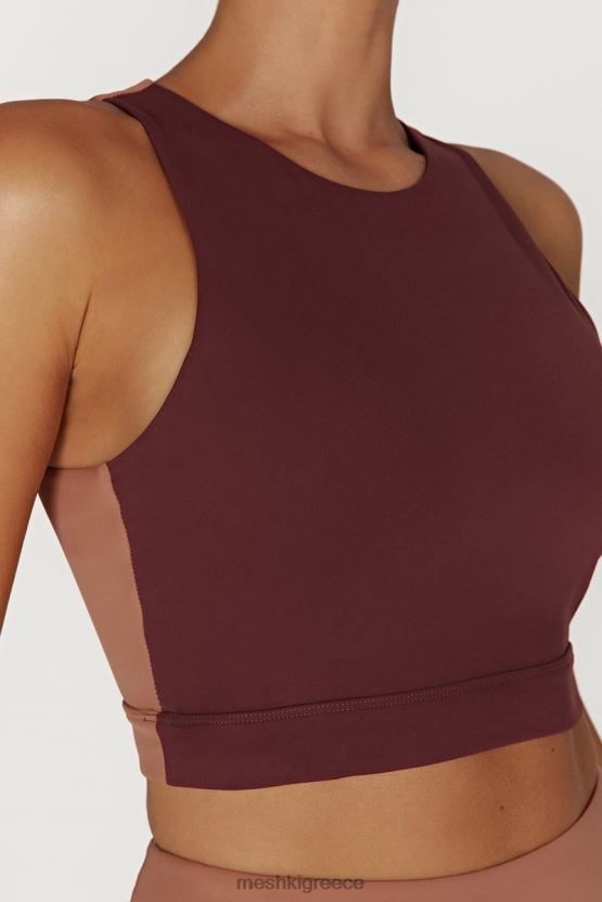 Meshki lori δίχρωμη ρόπαλα crop top μαόνι / μαύρισμα είδη ένδυσης JJN40N1094