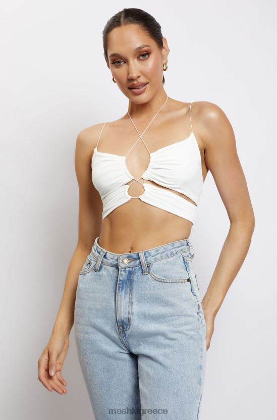 Meshki phoenix έκοψε το ρουσφέτι crop top άσπρο είδη ένδυσης JJN40N1153