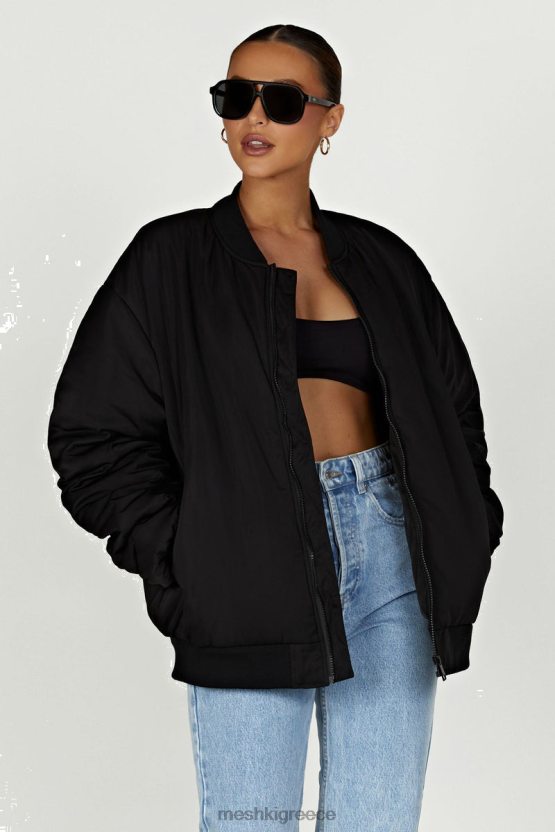 Meshki johanna ανακυκλωμένο bomber jacket μαύρος είδη ένδυσης JJN40N1634 - Κάντε κλικ στην εικόνα για κλείσιμο