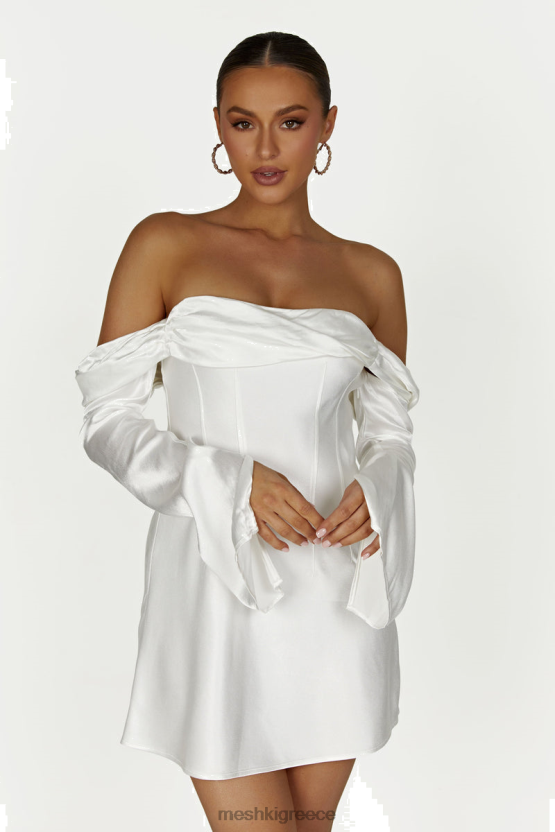 Meshki Μίνι σατέν φόρεμα giselle off shoulder άσπρο είδη ένδυσης JJN40N191 - Κάντε κλικ στην εικόνα για κλείσιμο