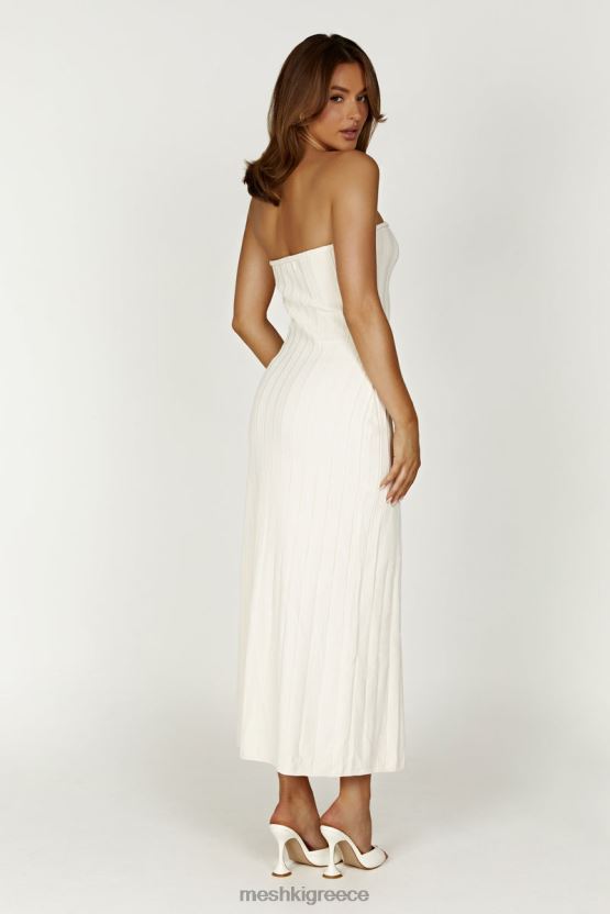 Meshki dolce extreme rib strapless midi φόρεμα ελεφαντόδοντο είδη ένδυσης JJN40N265