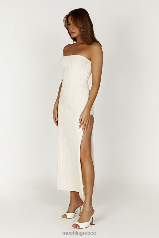 Meshki dolce extreme rib strapless midi φόρεμα ελεφαντόδοντο είδη ένδυσης JJN40N265